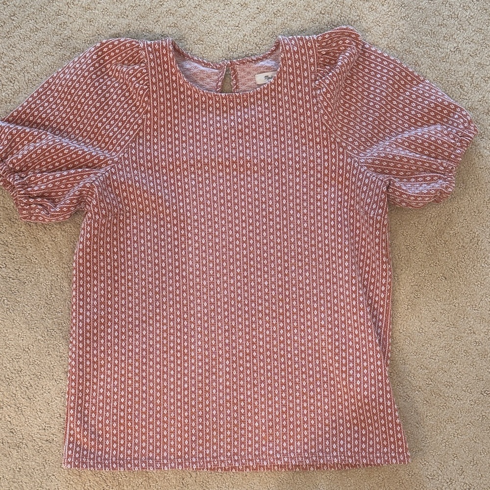 Madewell Brick Red Patterned Top